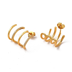 Rack Plating Brass Micro Pave Cubic Zirconia Stud Earrings&nbsp;EJEW-P221-45G
