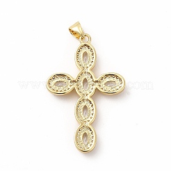 Rack Plating Brass Cubic Zirconia Pendants&nbsp;KK-G456-25G
