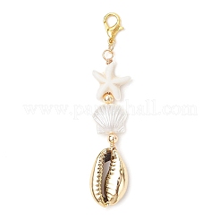 Electroplated Shell & ABS Imitation Pearl Pendant Decorations&nbsp;HJEW-JM03282