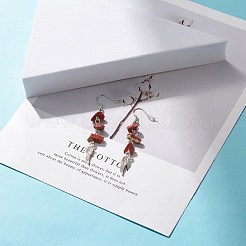 Natural Gemstone Chips Beads Long Chain Dangle Earrings&nbsp;EJEW-JE04892