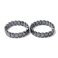 Oval Non-magnetic Synthetic Hematite Beads Stretch Bracelets for Unisex&nbsp;BJEW-Z149-05A