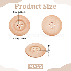 44Pcs Wood Buttons&nbsp;BUTT-PH0001-42B