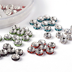 1 Box Mixed Brass Rhinestone Rondelle Spacer Beads&nbsp;RB-MSMC002-13-NF