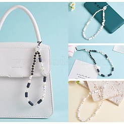 Moon & Star & Disc Beaded Chain Mobile Strap&nbsp;HJEW-SW00020-02