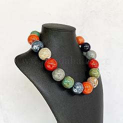 Bohemian Resin Round Beaded Necklaces with Brass Clasps for Women&nbsp;WGBFE99-01