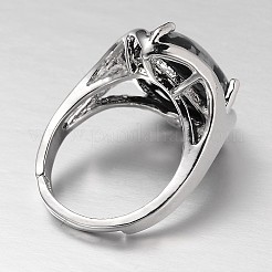 Teardrop Platinum Tone Brass Gemstone Adjustable Wide Band Rings&nbsp;RJEW-L062-02M