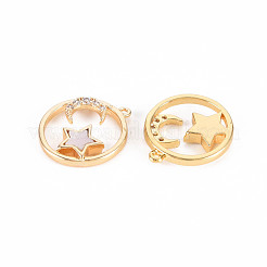 Brass Micro Pave Clear Cubic Zirconia Charms&nbsp;KK-T062-169G-NF