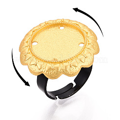 Adjustable Flower Alloy & Iron Bezel Cup Ring Base with Rotatable Tray&nbsp;MAK-T012-07G