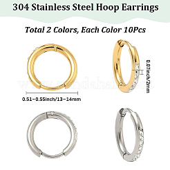 20Pcs 2 Colors 304 Stainless Steel Hoop Earrings&nbsp;EJEW-SC0001-84