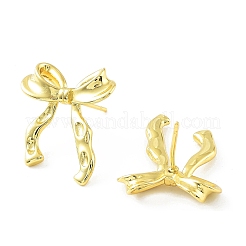 Bowknot Rack Plating Brass Studs Earrings for Women&nbsp;KK-Z038-11G