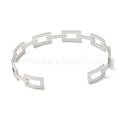 Non-Tarnish 304 Stainless Steel Hollow Rectangle Cuff Bangles&nbsp;LS-BJEW-H322-01P