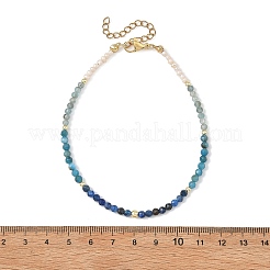 Natural Pearl Rice & Faceted Round Natural Kyanite & Apatite Beaded Anklets&nbsp;AJEW-AN00836