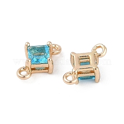 Brass Pave Glass Rhombus Links Connector Charms&nbsp;GLAA-Q088-001C