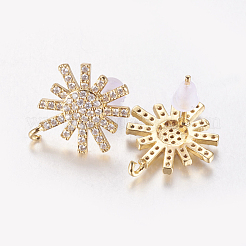 Brass Micro Pave Cubic Zirconia Stud Earring Findings&nbsp;ZIRC-E132-17G