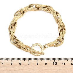 Textured 304 Stainless Steel Double Link Chain Bracelets for Women&nbsp;BJEW-P391-01A-G