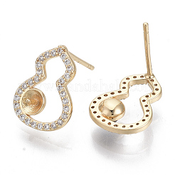 Brass Micro Pave Clear Cubic Zirconia Stud Earring Findings&nbsp;KK-N232-05-NF