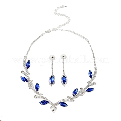Leaf Brass Rhinestone Stud Dangle Earrings & Pendant Necklaces Set for Women&nbsp;SJEW-M102-03S-02
