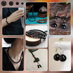130Pcs 4 Style Natural Obsidian Beads Strands&nbsp;G-PH0002-48