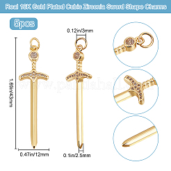 5Pcs Brass Micro Pave Clear Cubic Zirconia Pendants&nbsp;ZIRC-BBC002-06
