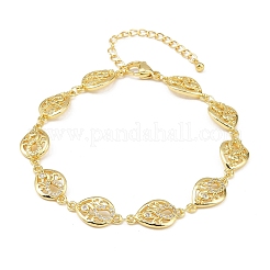 Teardrop Brass Micro Pave Clear Cubic Zirconia Link Chain Bracelets for Women&nbsp;BJEW-A090-02G