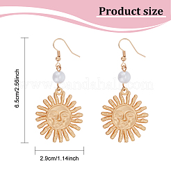 2 Pairs 2 Colors Alloy Sun with Smiling Face Dangle Earrings with Plastic Pearl Beaded&nbsp;EJEW-AN0001-82