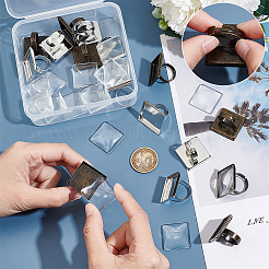 DIY Blank Square Adjustable Ring Making Kit&nbsp;DIY-UN0005-64