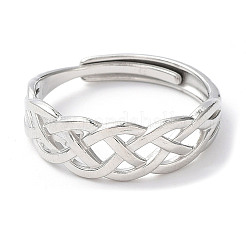 Non-Tarnish 304 Stainless Steel Hollow Sailor's Knot Adjustable Rings&nbsp;RJEW-D006-21P