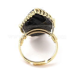 Natural Obsidian Horse Eye Wrapped Adjustable Ring&nbsp;G-D458-03G-03-RS