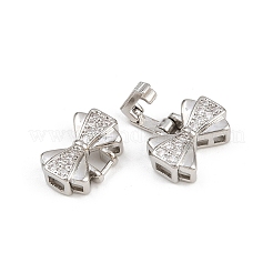Brass Micro Pave Clear Cubic Zirconia Fold Over Clasps&nbsp;KK-C075-41P