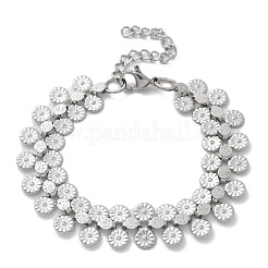 304 Stainless Steel Flower Link Chain Bracelets for Women&nbsp;BJEW-F488-21P-03