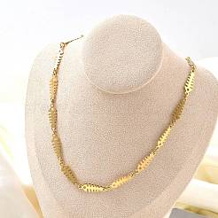 304 Stainless Steel Fishbone Link Chain Necklaces for Women&nbsp;SA-CBAFEB5-02G