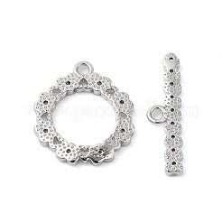 Brass Pave Clear Cubic Zirconia Toggle Clasps&nbsp;KK-P234-83P