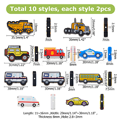18Pcs 9 Styles Food Grade Eco-Friendly Cartoon Vehicle Silicone Focal Beads&nbsp;SIL-HS0001-04