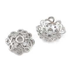 Brass Micro Pave Clear Cubic Zirconia Bead Caps&nbsp;KK-K407-44P
