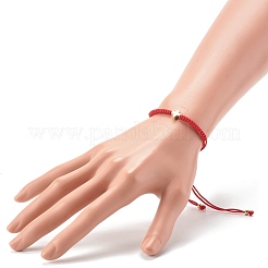 Cross Brass Beads Adjustable Nylon Thread Cord Bracelets&nbsp;BJEW-JB06396-01
