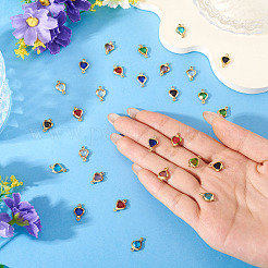 28Pcs 7 Colors Stainless Steel Pave Glass Heart Connector Charms&nbsp;STAS-TA0003-30