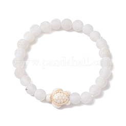 Dyed Natural Weathered Agate Round Beads Stretch Bracelets&nbsp;BJEW-JB11078