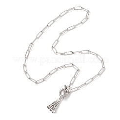 Alloy Tassel Pendant 304 Stainless Steel Paperclip Chain OT Necklaces&nbsp;NJEW-JN05879