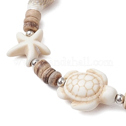 Ocean Theme Starfish Turtle Synthetic Turquoise & Coconut Braided Bead Bracelet Sets&nbsp;BJEW-JB11460-02