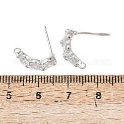 Flat Round Brass Micro Pave Clear Cubic Zirconia Stud Earring Findings&nbsp;KK-F921-10P
