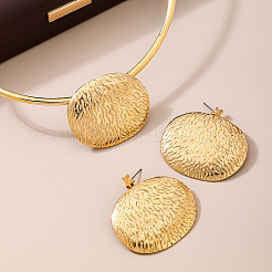 Zinc Alloy Oval Shape Stud Earrings & Pendant Necklaces Sets&nbsp;WG31BC9-01