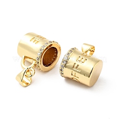 Rack Plating Brass Micro Pave Clear Cubic Zirconia Pendants&nbsp;X-ZIRC-I059-04G