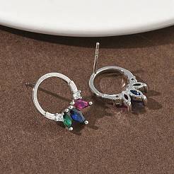 Brass Micro Pave Cubic Zirconia Stud Earrings&nbsp;EJEW-G452-01P