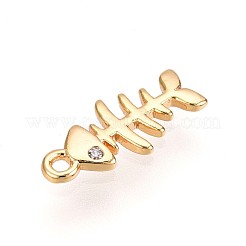 Brass Micro Pave Clear Cubic Zirconia Pendants&nbsp;KK-T075-09G