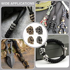 4Pcs 4 Styles Outdoor EDC Tool Brass Parachute Rope European Beads&nbsp;FIND-FG0003-73
