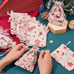 20Pcs 4 Styles Christmas Theme Cotton Fabric Cloth Bags&nbsp;ABAG-TA0002-04A