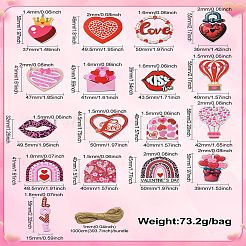 34Pcs 17 Styles Single Face Printed Wood Pendants&nbsp;WOOD-CJ0001-91