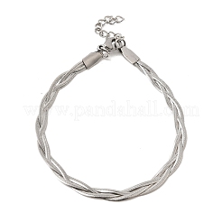 304 Stainless Steel Interlocking Herringbone Chain Bracelet for Women&nbsp;BJEW-K240-08B-P