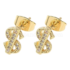 Brass Micro Pave Clear Cubic Zirconia Stud Earrings&nbsp;EJEW-Z144-22G
