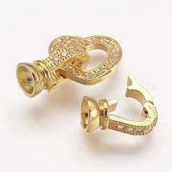 Brass Micro Pave Cubic Zirconia Fold Over Clasps&nbsp;LS-ZIRC-F047-18G